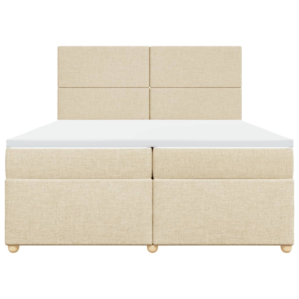 kontinentalseng med madras 200x200 cm stof cremefarvet