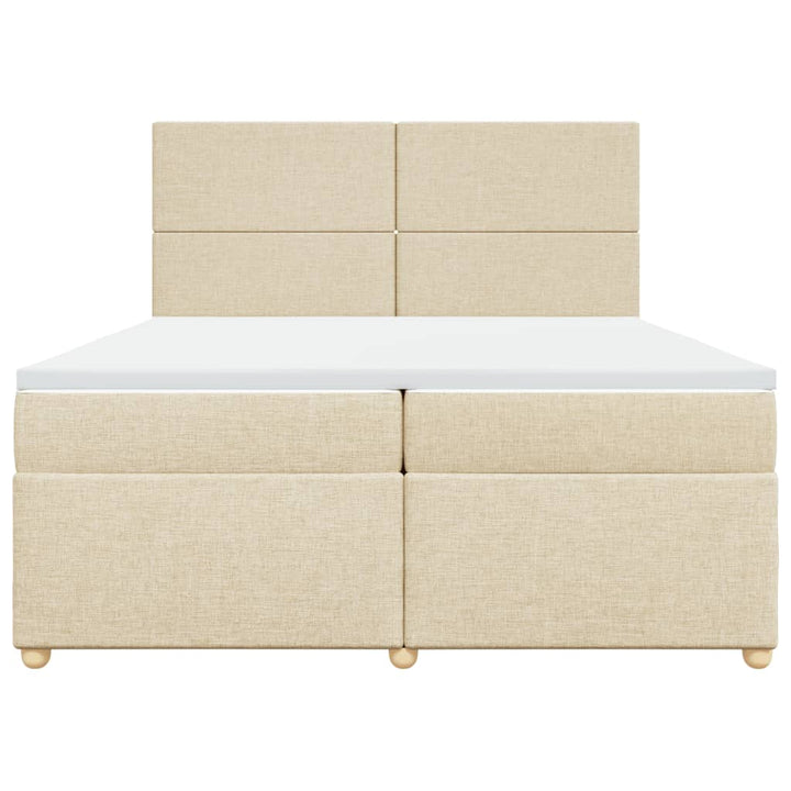 kontinentalseng med madras 200x200 cm stof cremefarvet