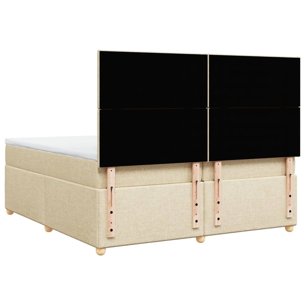 kontinentalseng med madras 200x200 cm stof cremefarvet