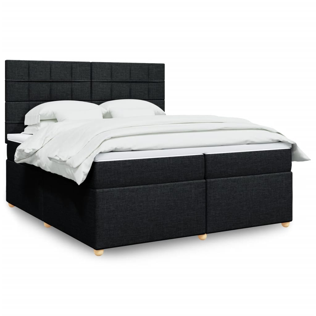 kontinentalseng med madras 200x200 cm stof sort