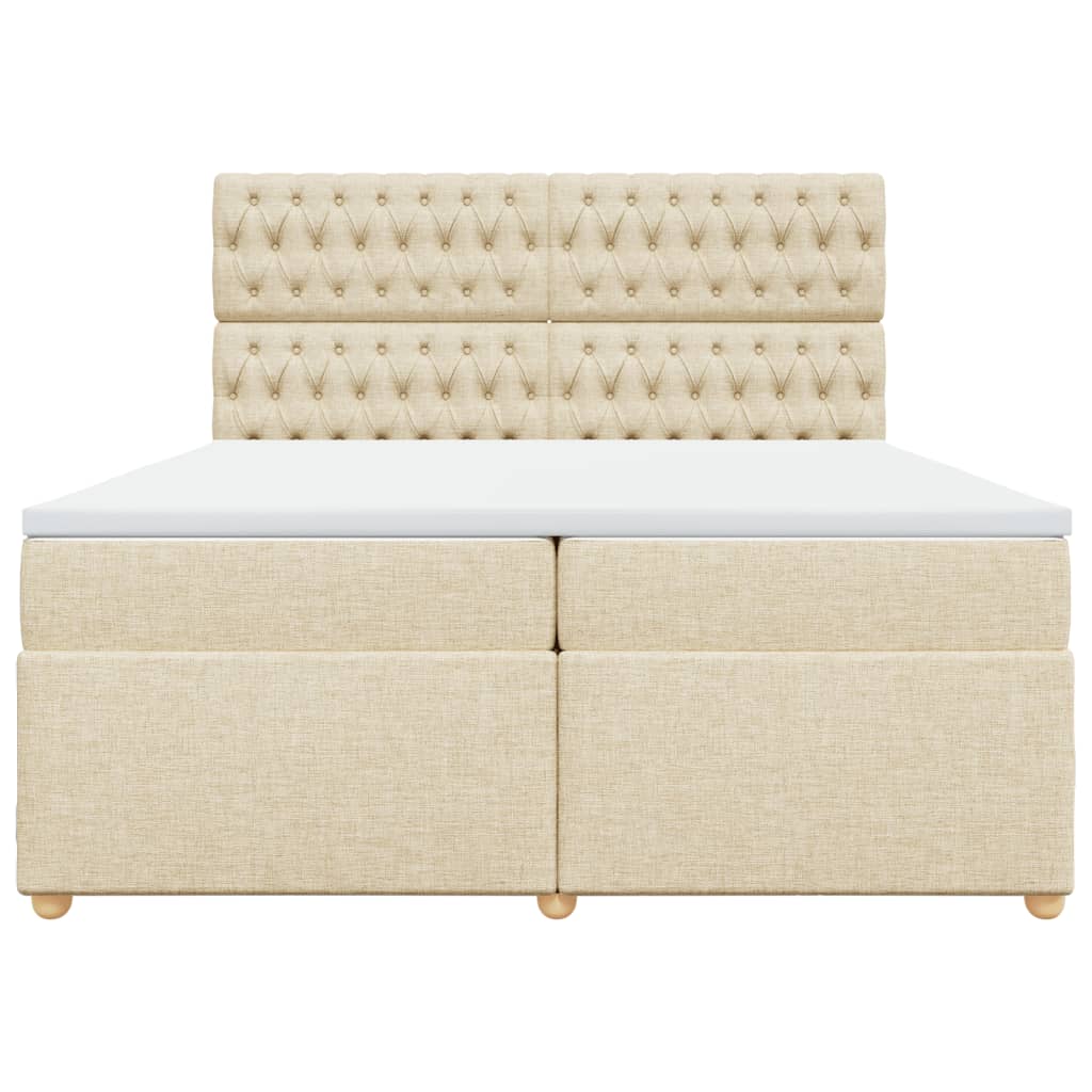 kontinentalseng med madras 200x200 cm stof cremefarvet