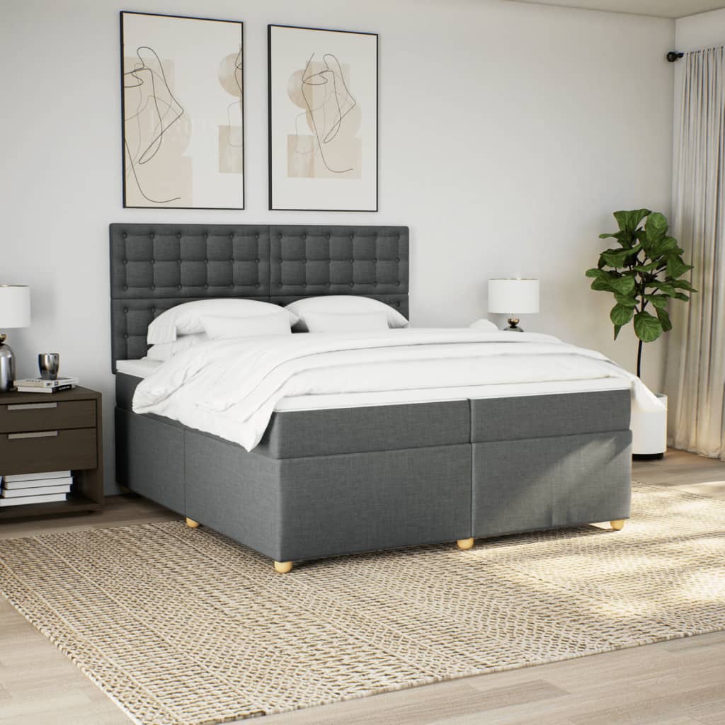 kontinentalseng med madras 200x200 cm stof mørkegrå