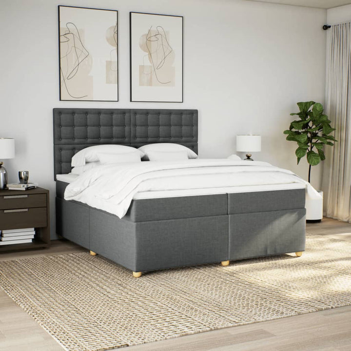 kontinentalseng med madras 200x200 cm stof mørkegrå