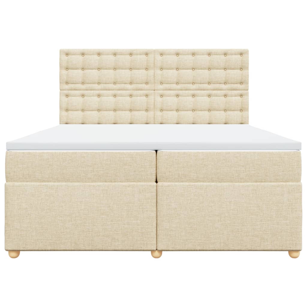 kontinentalseng med madras 200x200 cm stof cremefarvet