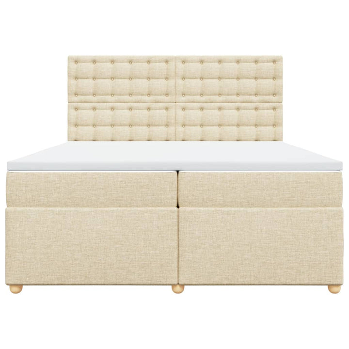 kontinentalseng med madras 200x200 cm stof cremefarvet