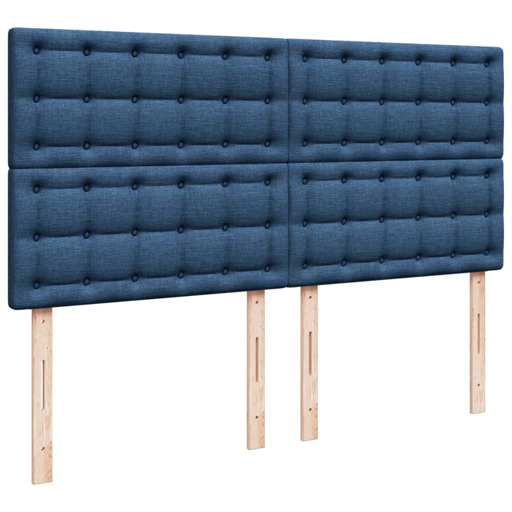 kontinentalseng med madras 200x200 cm stof blå