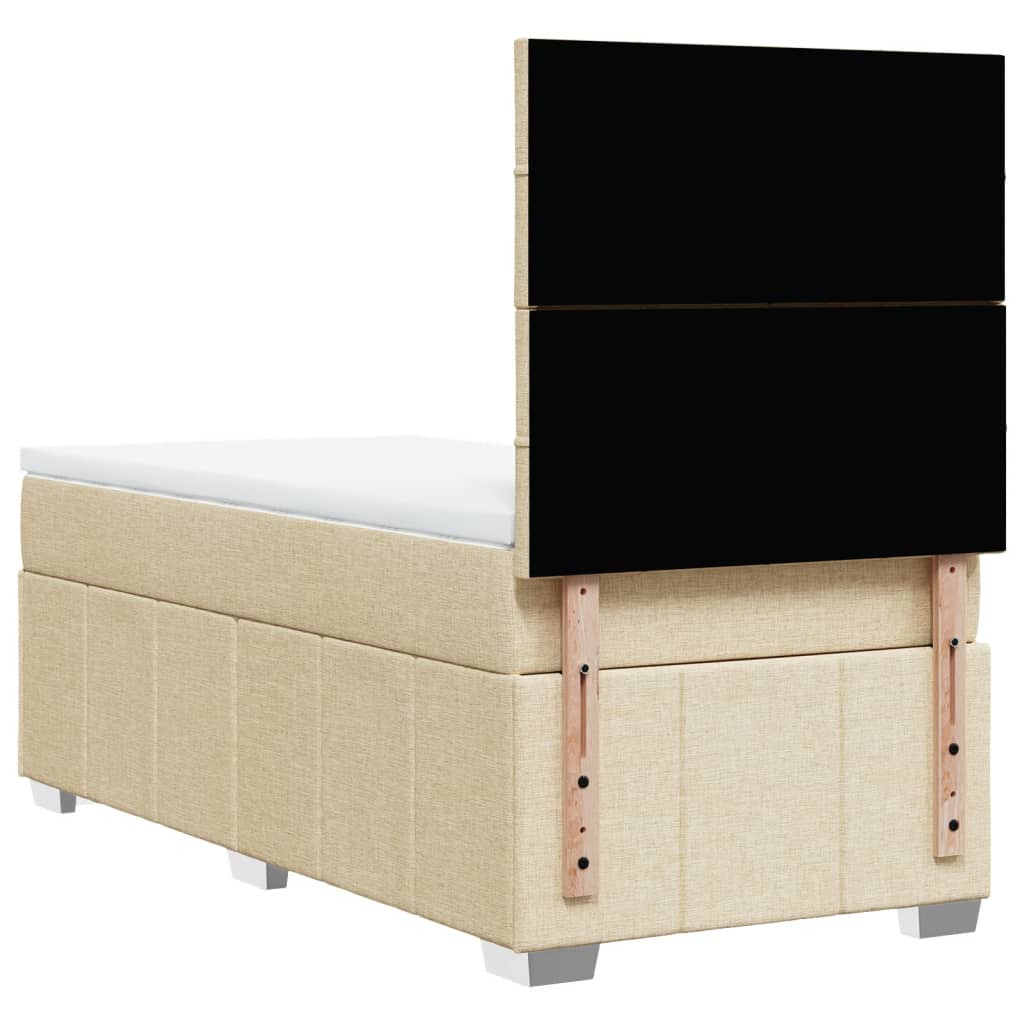 kontinentalseng med madras 80x200 cm stof cremefarvet