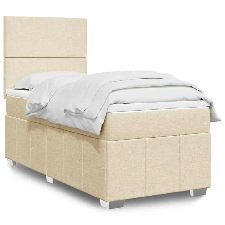 kontinentalseng med madras 90x190 cm stof cremefarvet