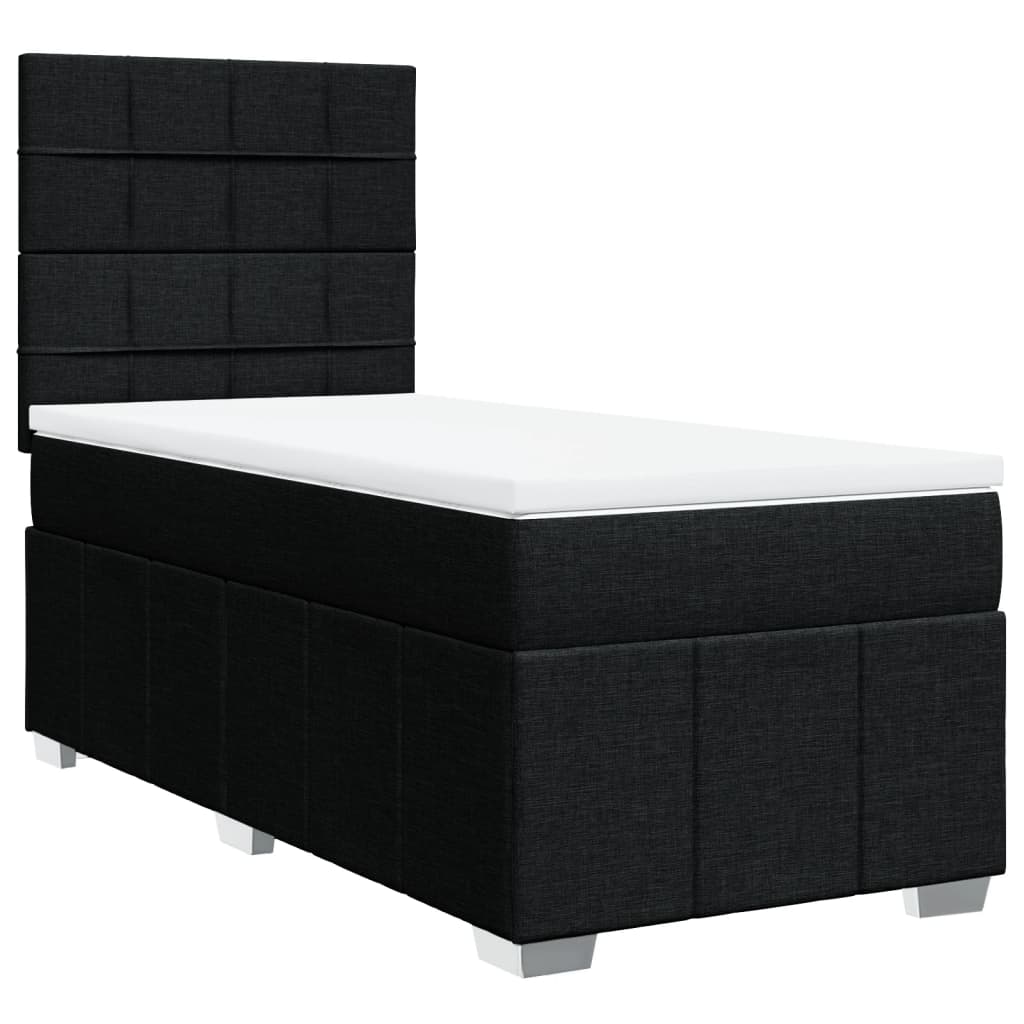kontinentalseng med madras 90x190 cm stof sort