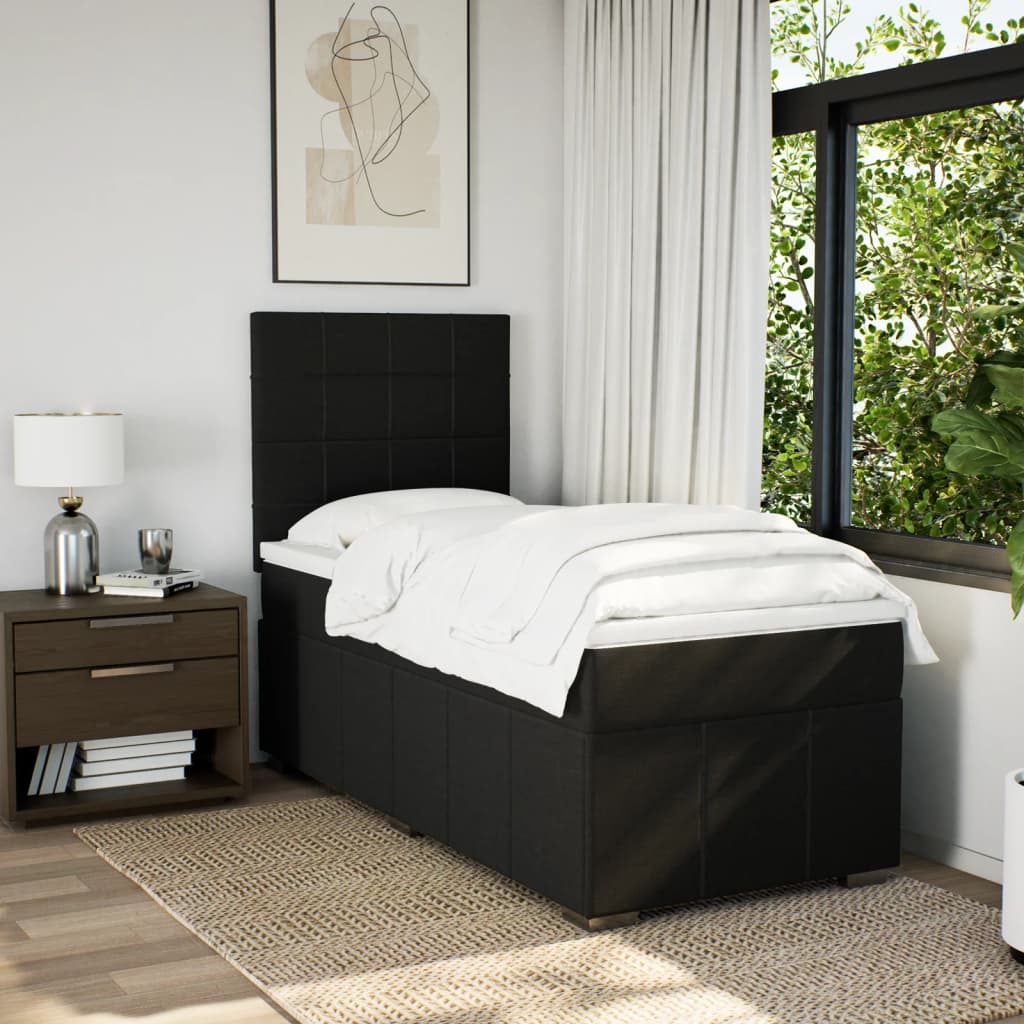 kontinentalseng med madras 90x190 cm stof sort