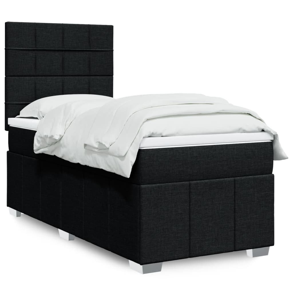 kontinentalseng med madras 90x190 cm stof sort