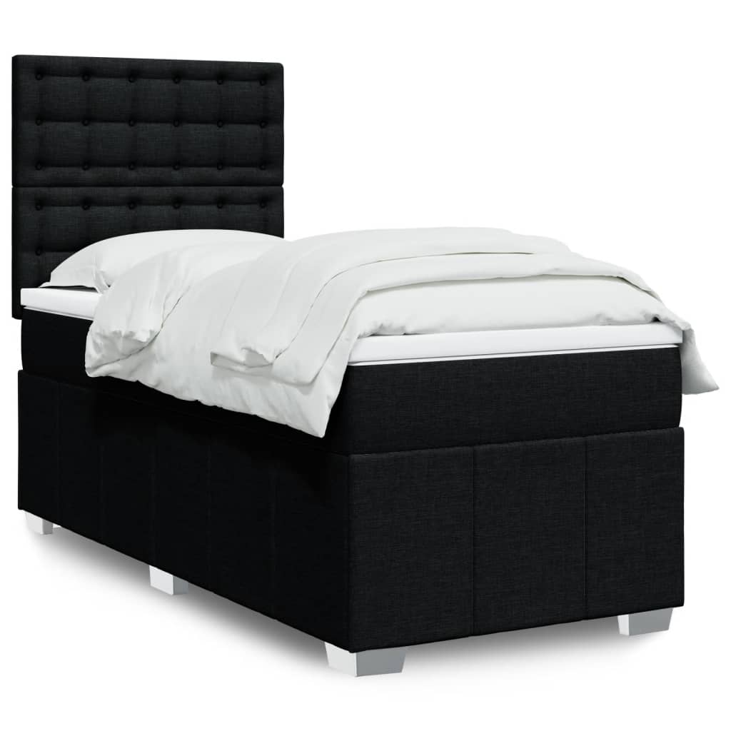 kontinentalseng med madras 90x190 cm stof sort