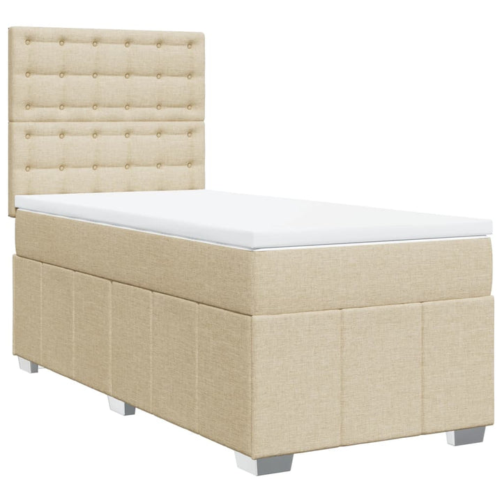 kontinentalseng med madras 90x190 cm stof cremefarvet