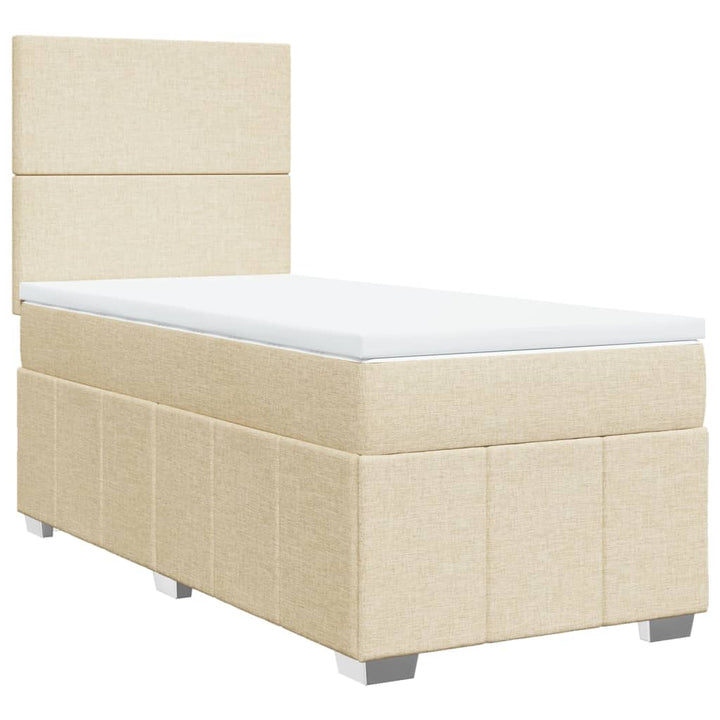 kontinentalseng med madras 90x200 cm stof cremefarvet