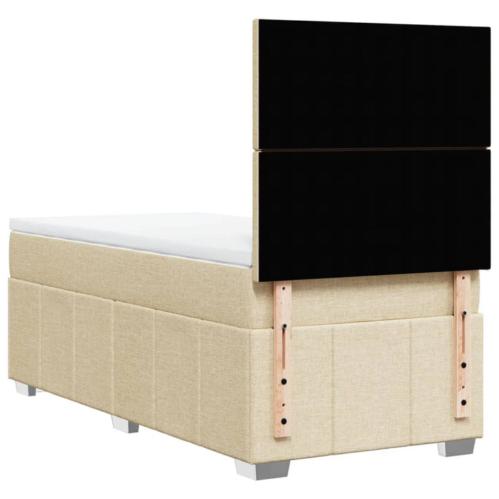 kontinentalseng med madras 90x200 cm stof cremefarvet