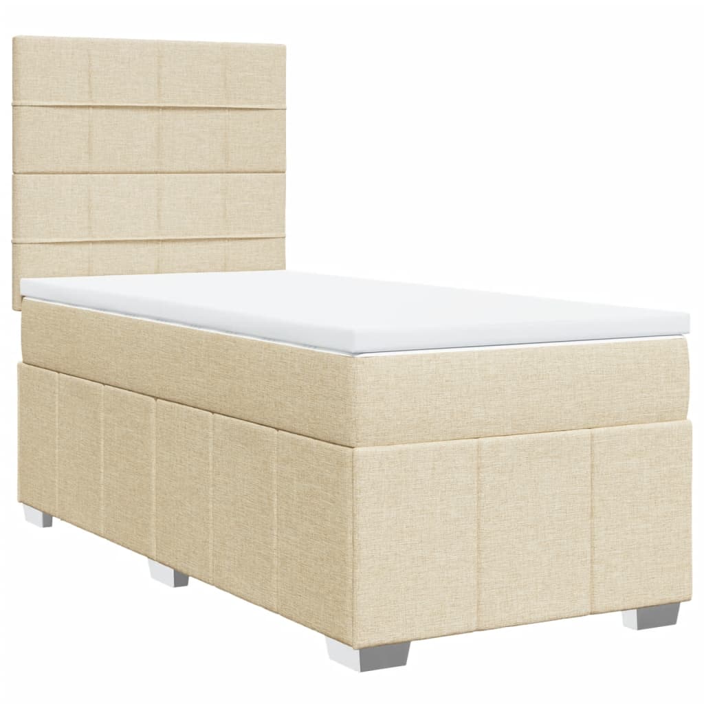 kontinentalseng med madras 90x200 cm stof cremefarvet