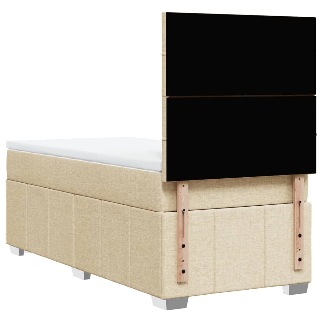 kontinentalseng med madras 90x200 cm stof cremefarvet