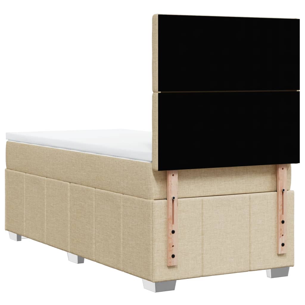 kontinentalseng med madras 90x200 cm stof cremefarvet