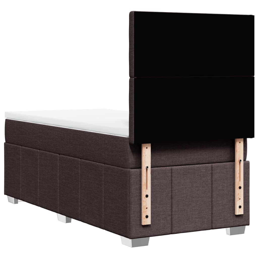 kontinentalseng med madras 100x200 cm stof mørkebrun