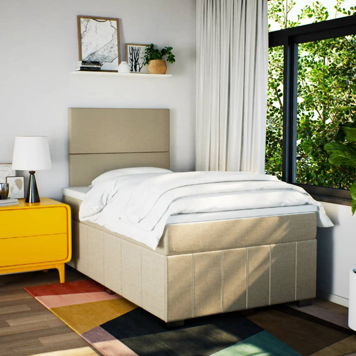 kontinentalseng med madras 120x190 cm stof cremefarvet