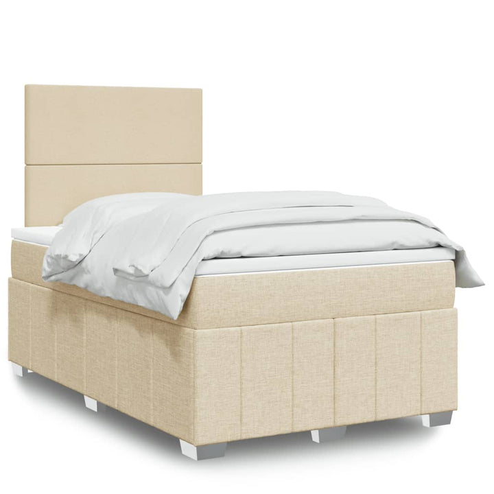 kontinentalseng med madras 120x190 cm stof cremefarvet