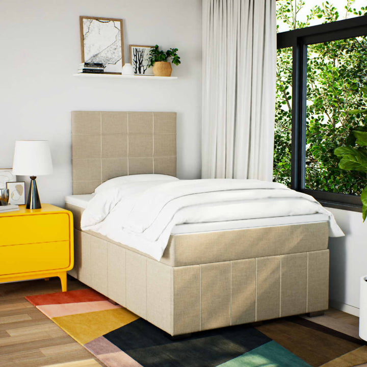 kontinentalseng med madras 120x190 cm stof cremefarvet