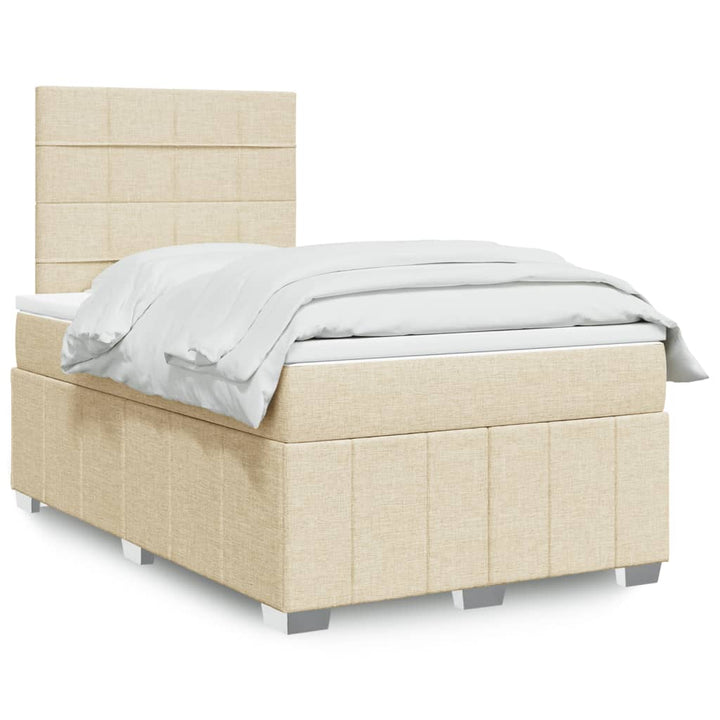 kontinentalseng med madras 120x190 cm stof cremefarvet