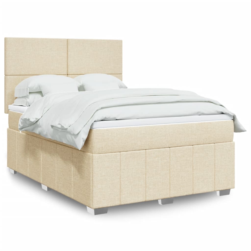 kontinentalseng med madras 140x190 cm stof cremefarvet
