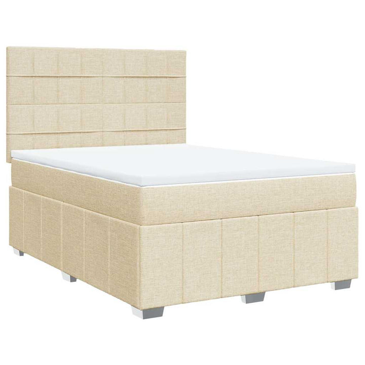 kontinentalseng med madras 140x190 cm stof cremefarvet