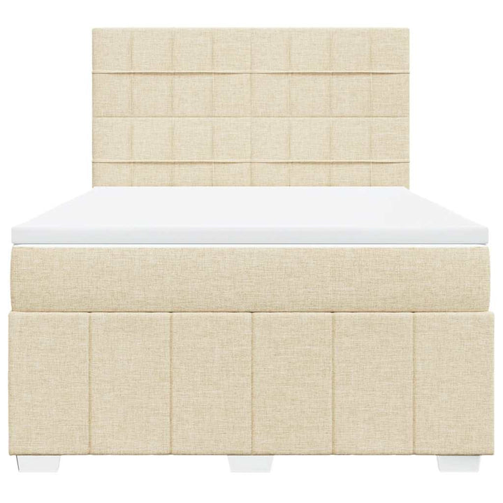 kontinentalseng med madras 140x190 cm stof cremefarvet
