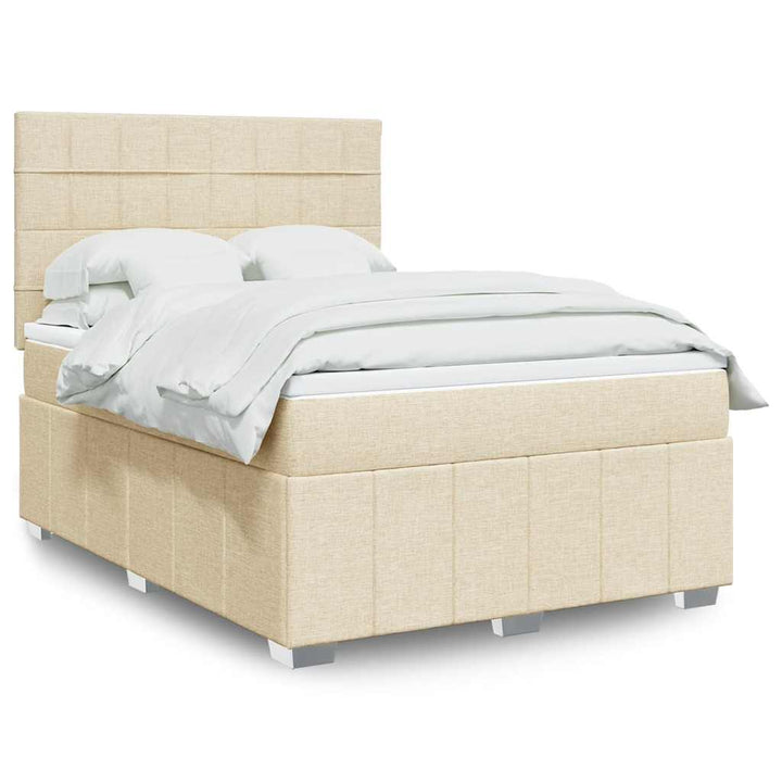 kontinentalseng med madras 140x190 cm stof cremefarvet