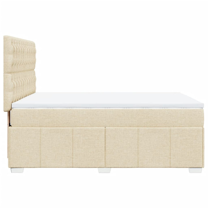 kontinentalseng med madras 140x190 cm stof cremefarvet