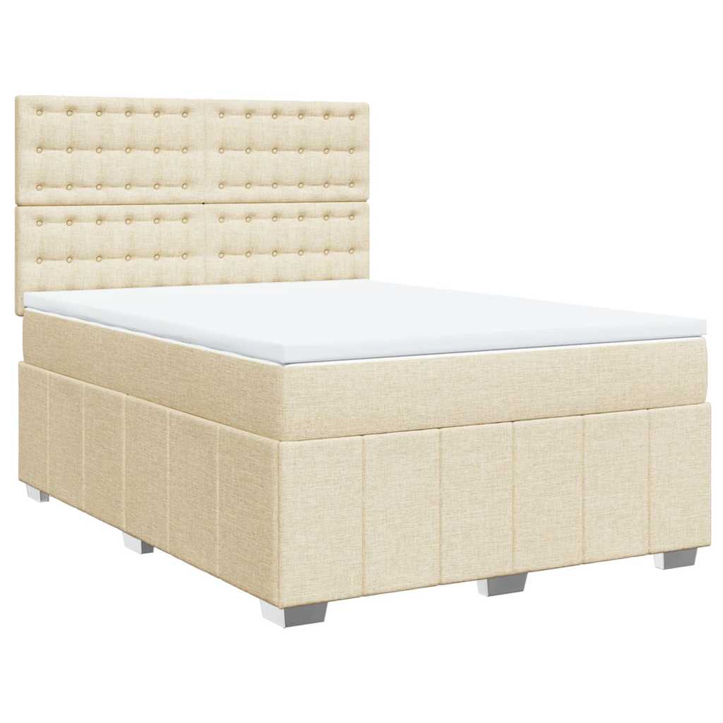 kontinentalseng med madras 140x190 cm stof cremefarvet