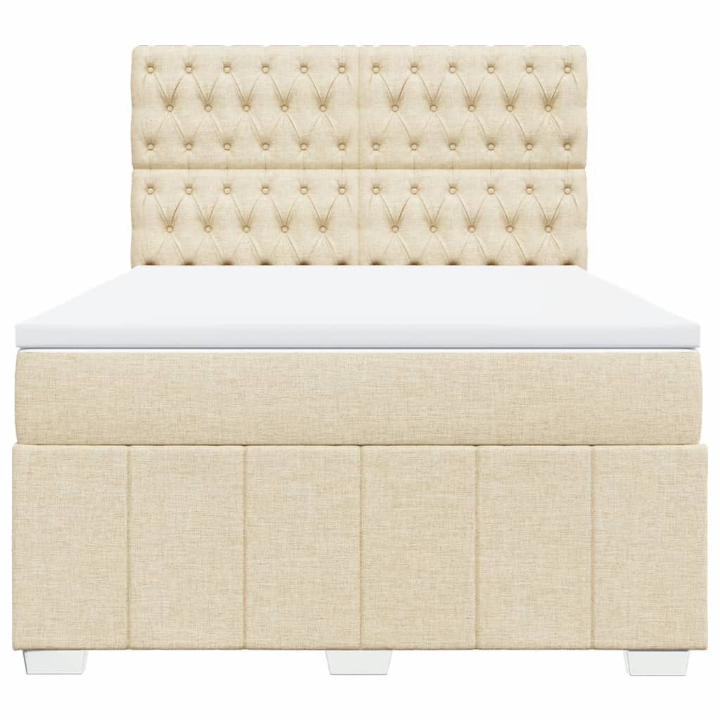 kontinentalseng med madras 140x200 cm stof cremefarvet