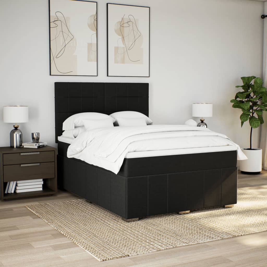 kontinentalseng med madras 160x200 cm stof sort
