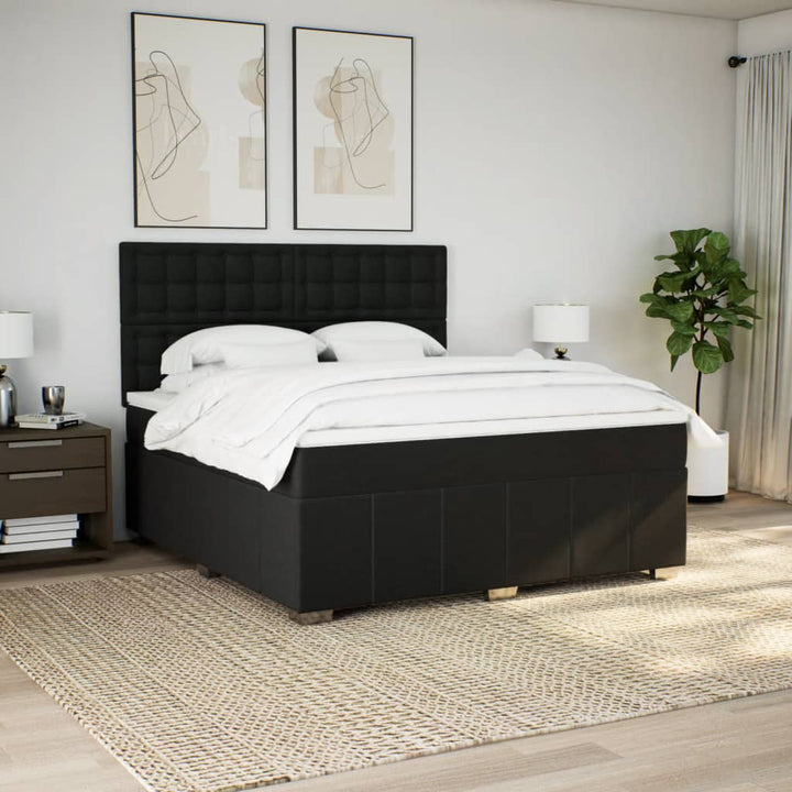 kontinentalseng med madras 180x200 cm stof sort