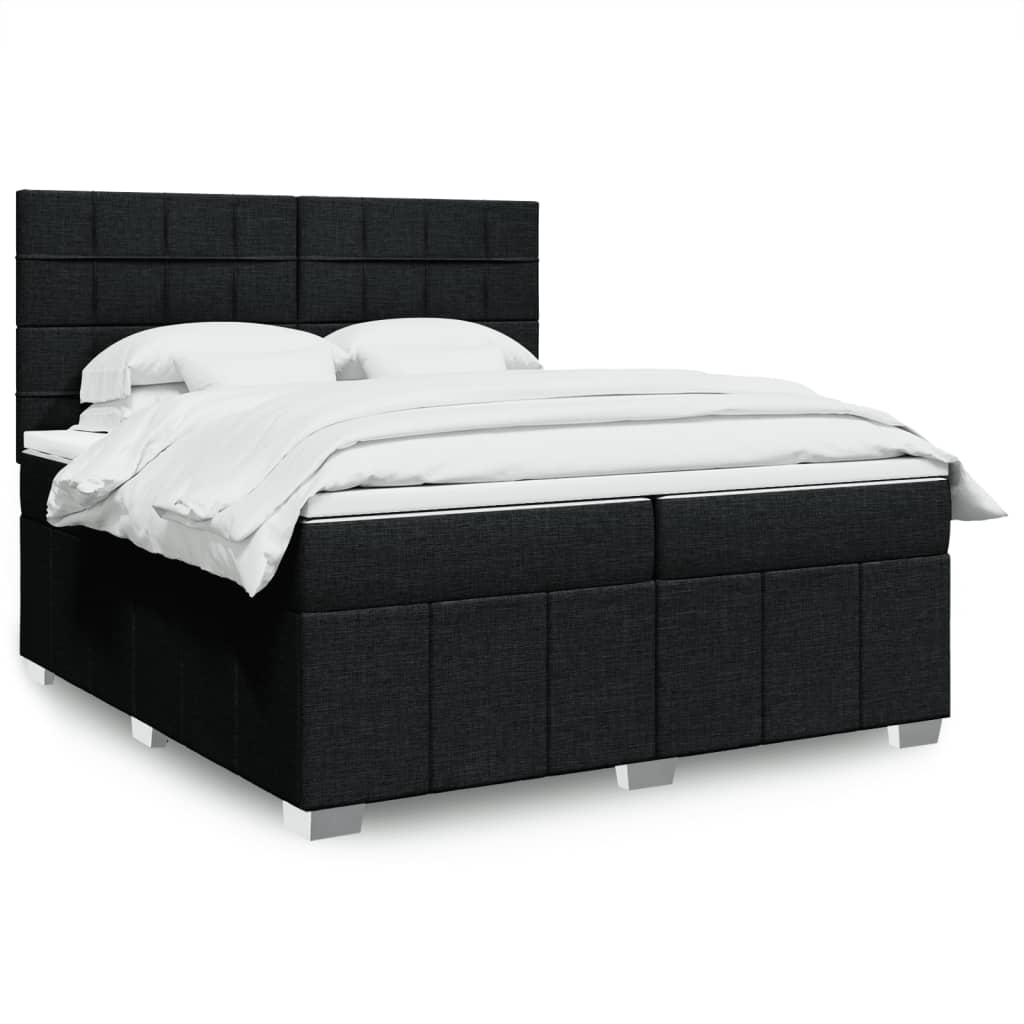 kontinentalseng med madras 200x200 cm stof sort