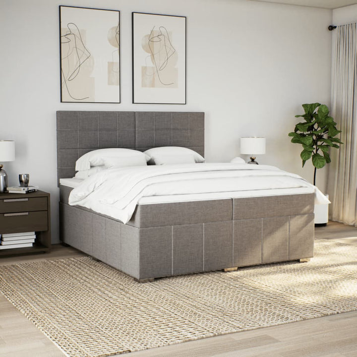 kontinentalseng med madras 200x200 cm stof gråbrun