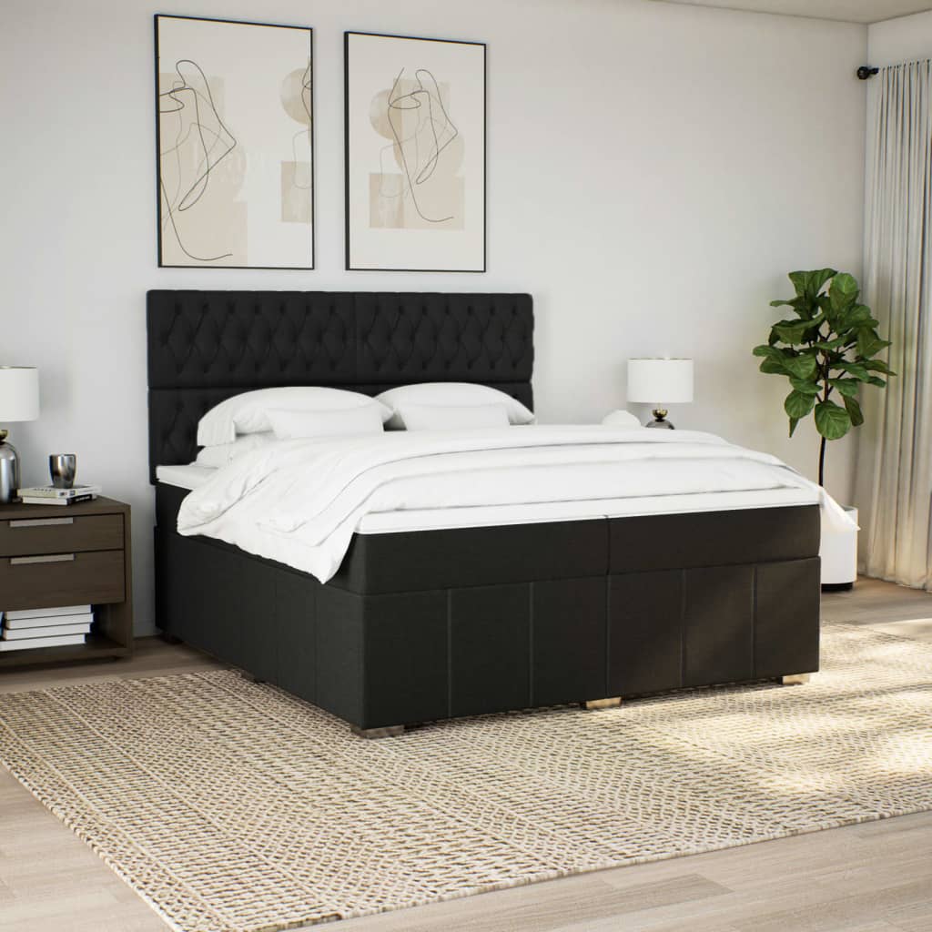 kontinentalseng med madras 200x200 cm stof sort