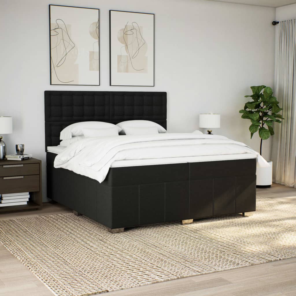 kontinentalseng med madras 200x200 cm stof sort