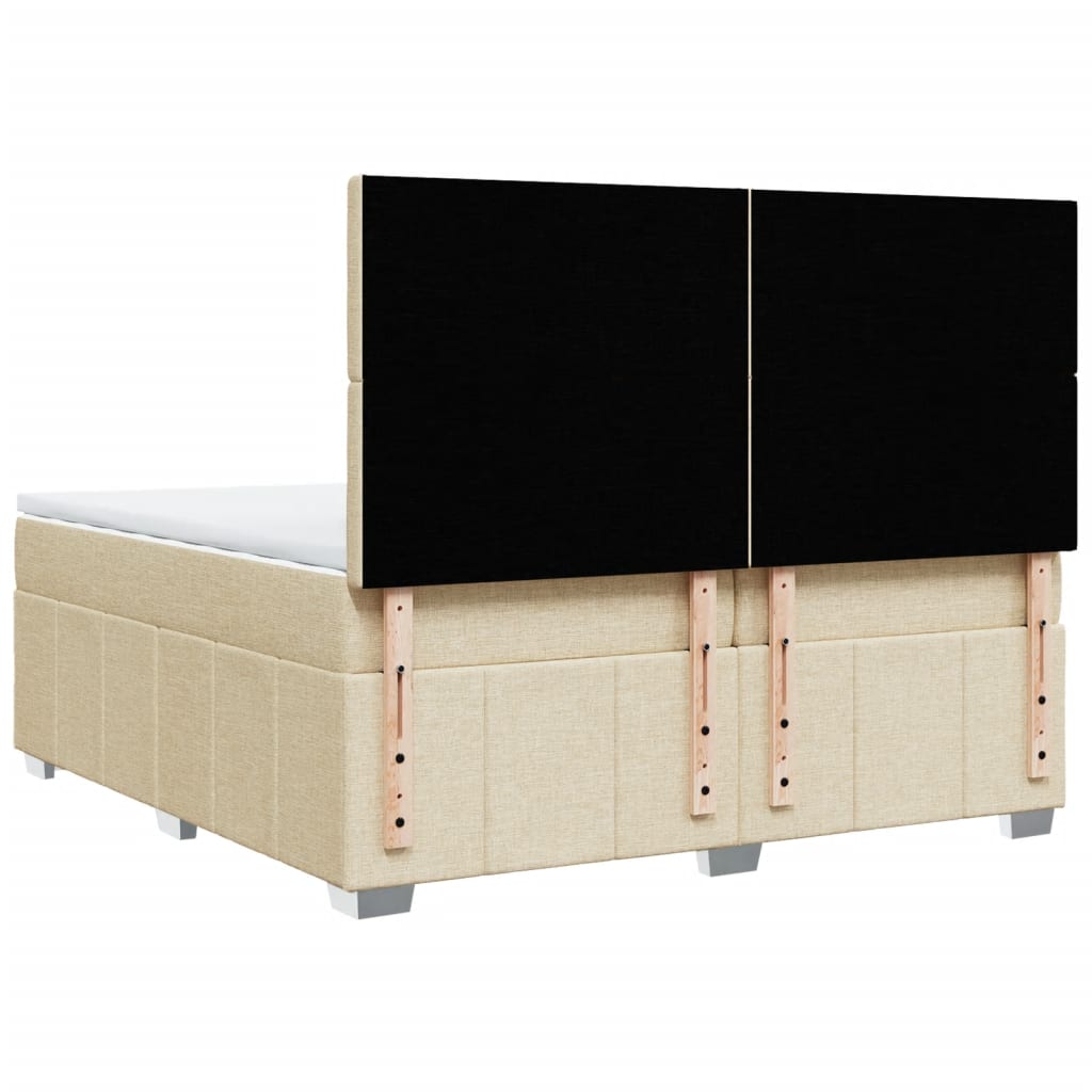 kontinentalseng med madras 200x200 cm stof cremefarvet