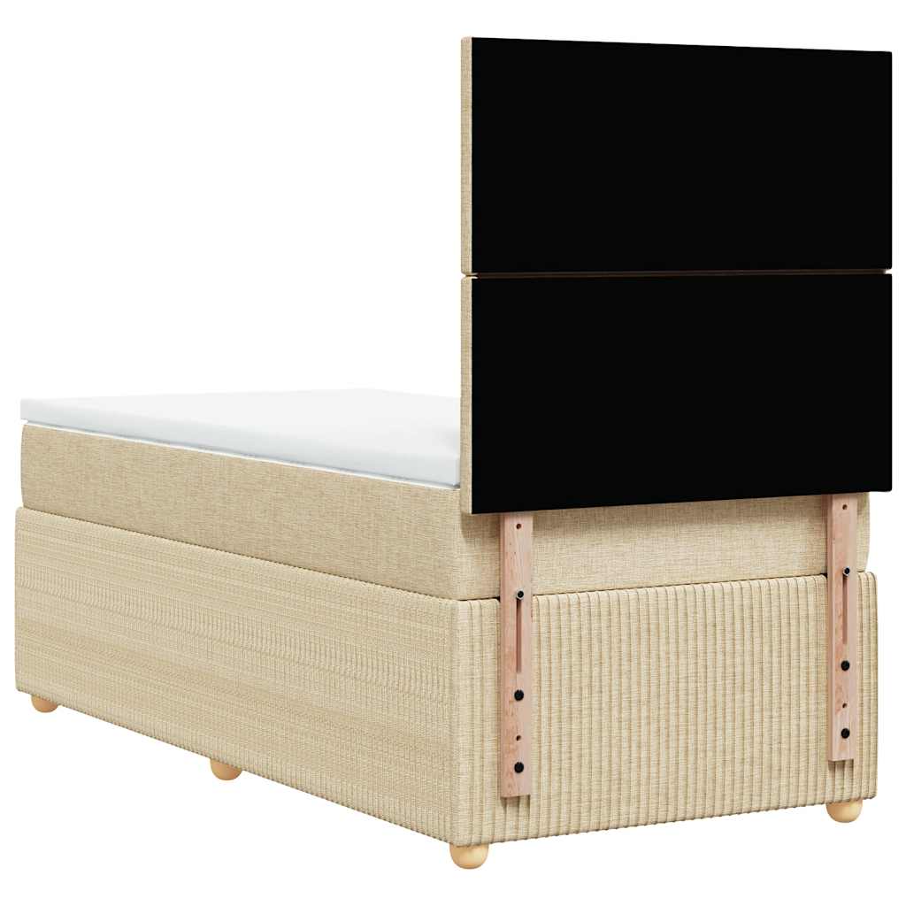 kontinentalseng med madras 80x200 cm stof cremefarvet