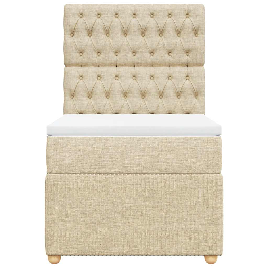 kontinentalseng med madras 80x200 cm stof cremefarvet