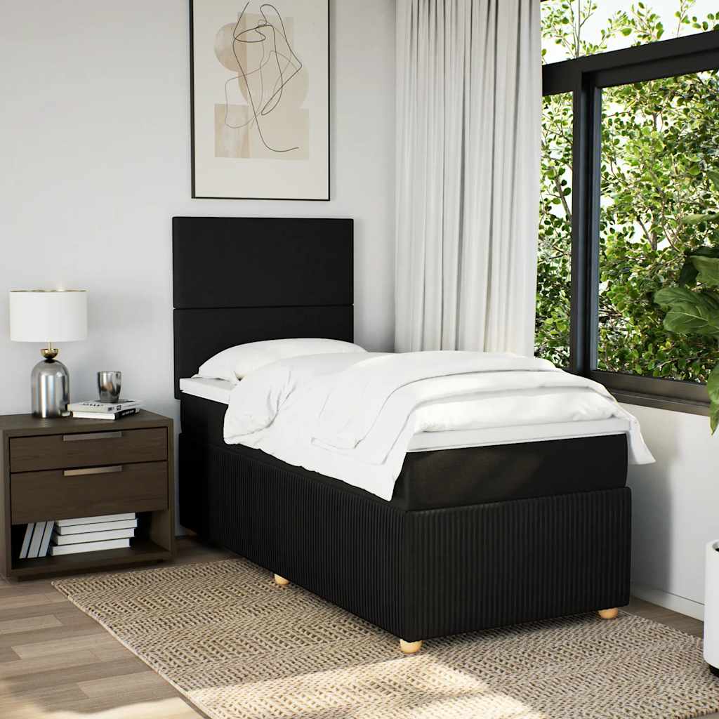 kontinentalseng med madras 90x190 cm stof sort
