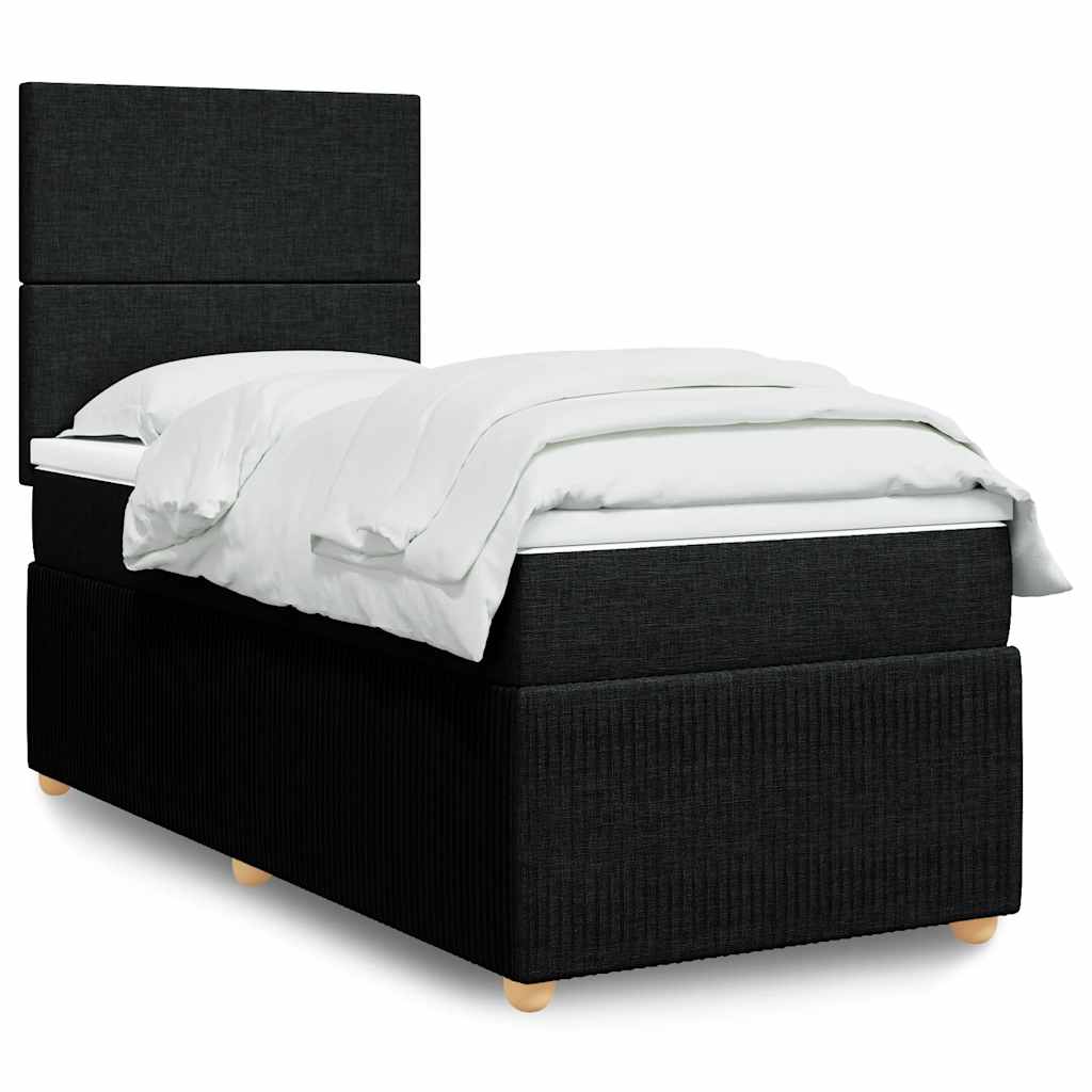 kontinentalseng med madras 90x190 cm stof sort