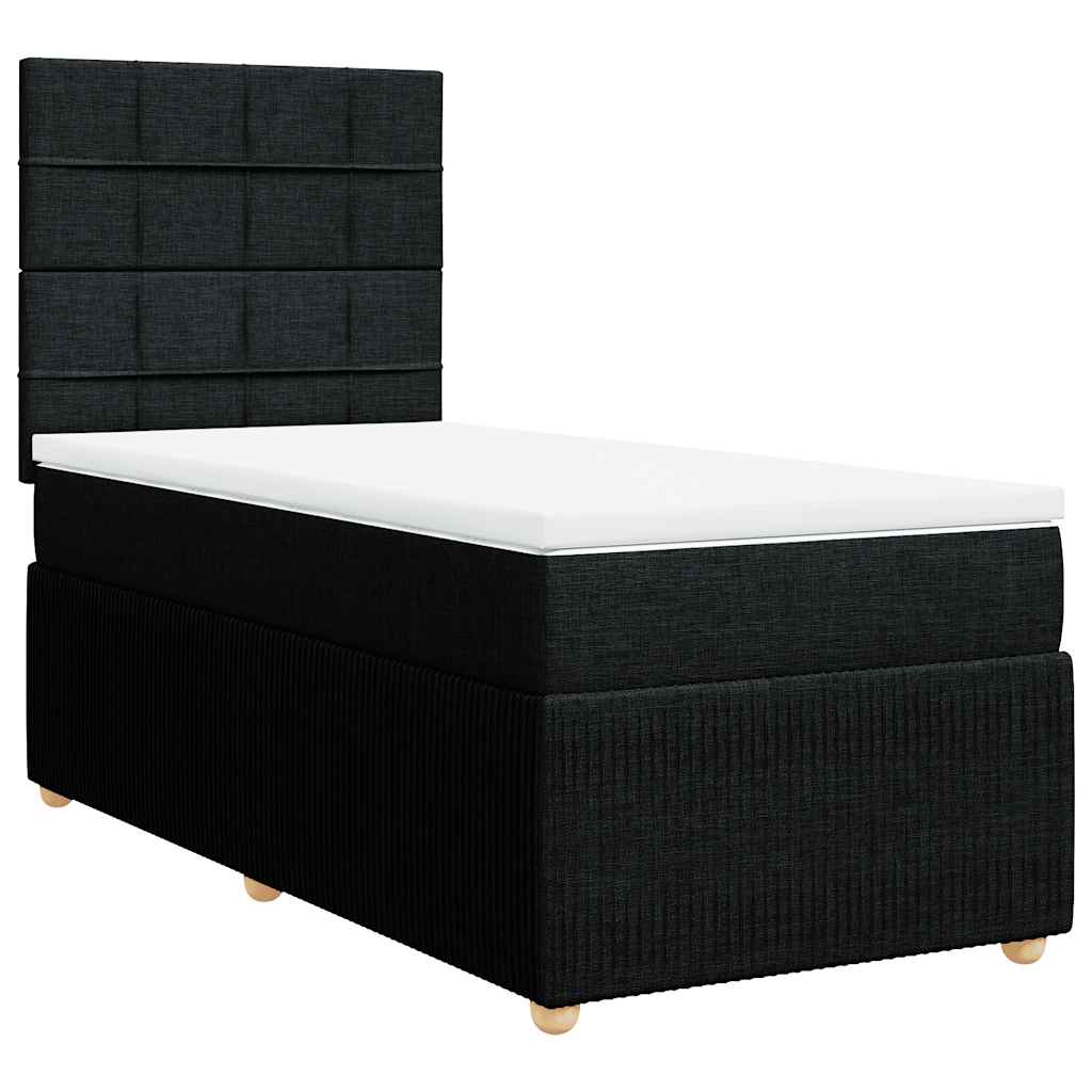 kontinentalseng med madras 90x190 cm stof sort