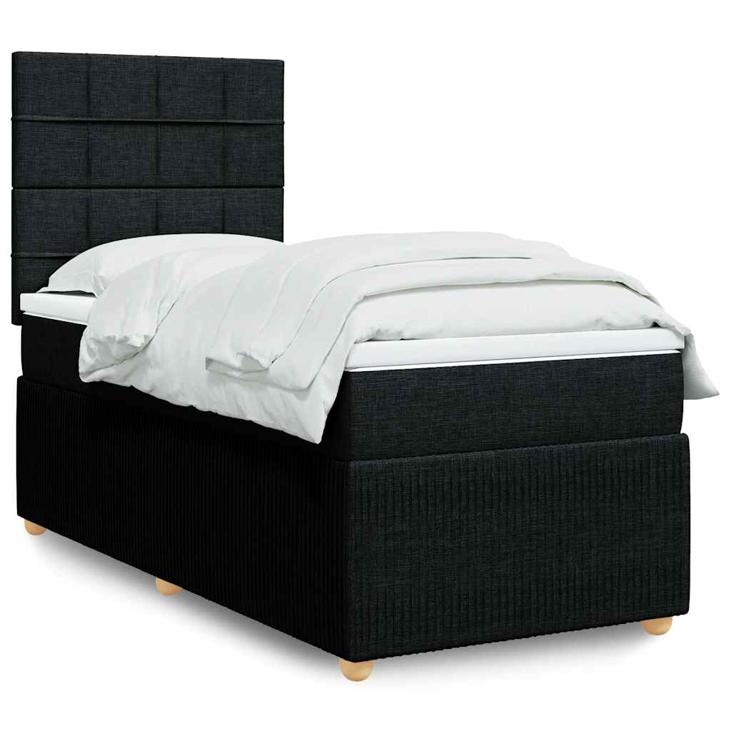kontinentalseng med madras 90x190 cm stof sort