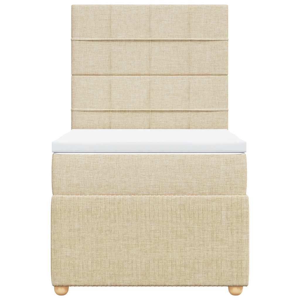 kontinentalseng med madras 90x190 cm stof cremefarvet