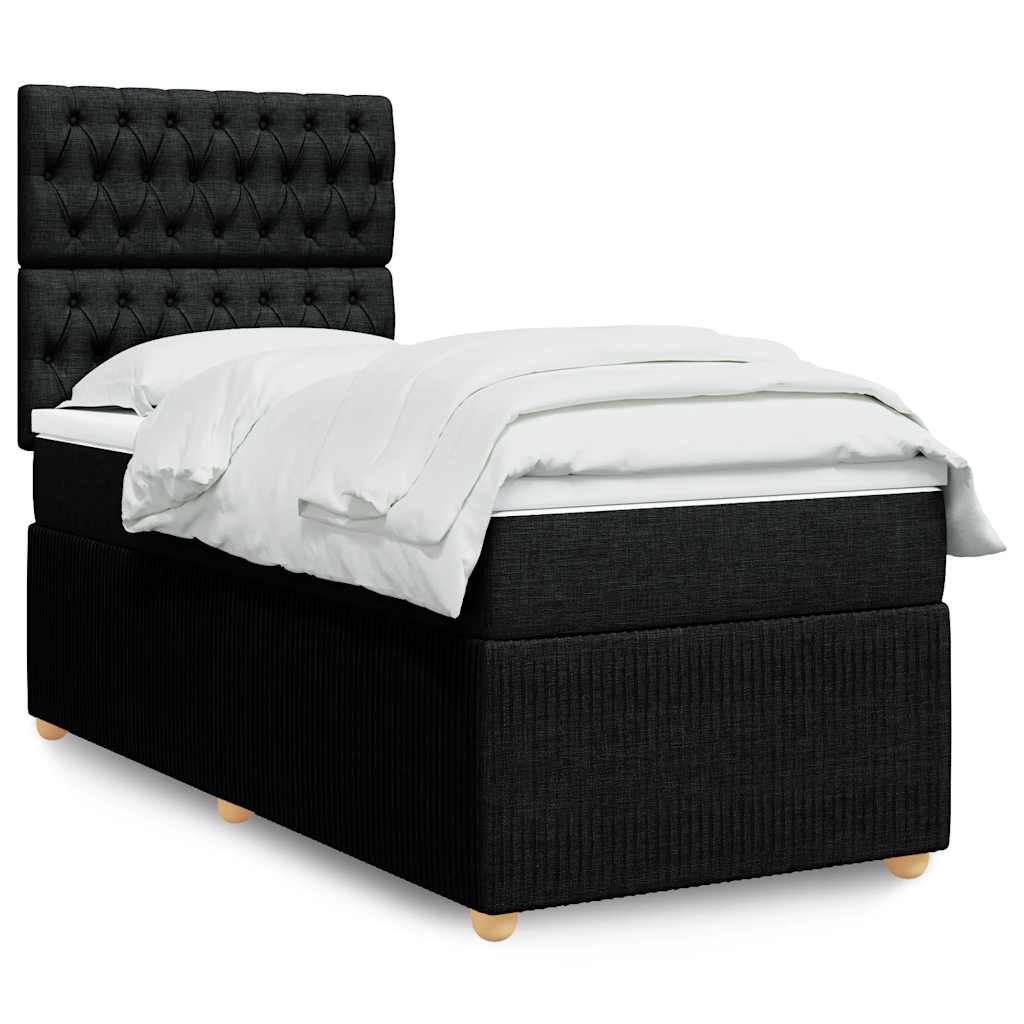 kontinentalseng med madras 90x190 cm stof sort