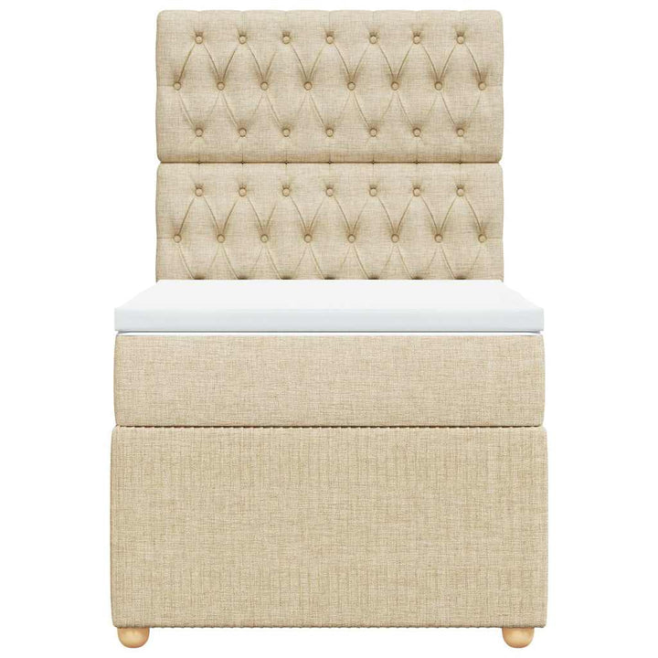 kontinentalseng med madras 90x190 cm stof cremefarvet